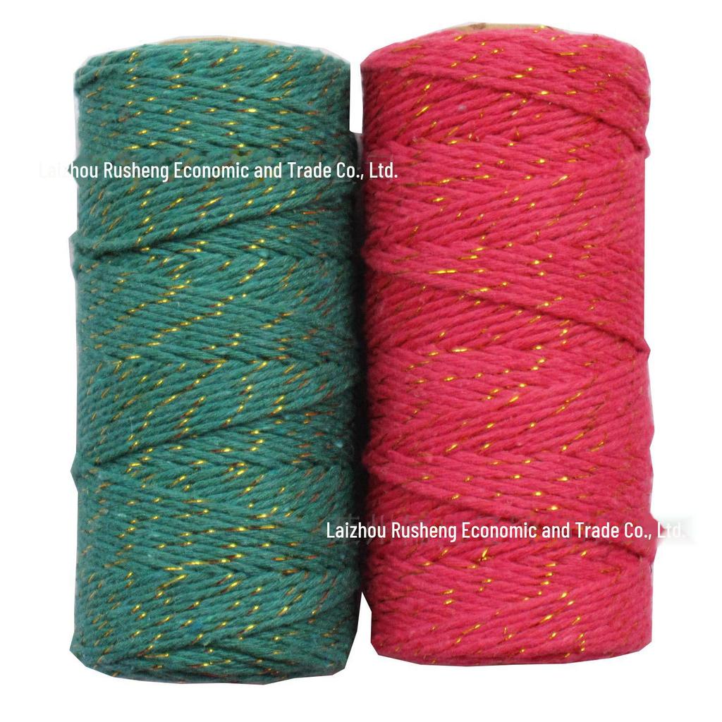 Gold, Silver & Copper Cotton Rope with Gold Thread and Multi-colored Cotton Rope - 100m.