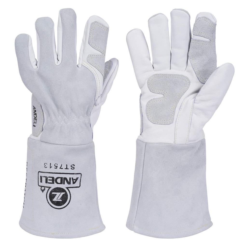 ANDELI Leather MIG Gloves Thick and Cowhide and Sheepskin Gloves For Fire Outdoor and TIG Welding - Soft, Double-Layer - Welding, Potholders, Pits,