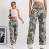 Puffanpop Women's Jeans Camouflage Cargo Pants Straight Wide Leg Jeans High Waisted Casual Jeans