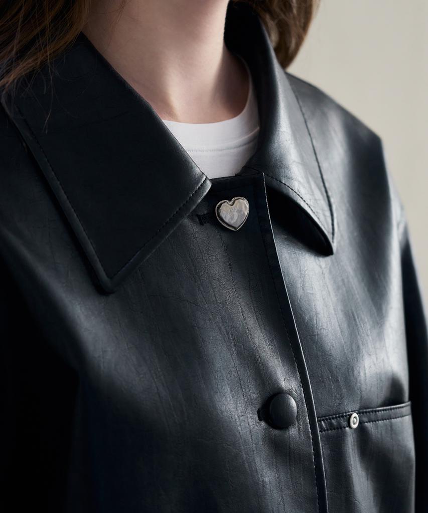 Drawfit Women Button Leather Half Jacket [D.Brown]