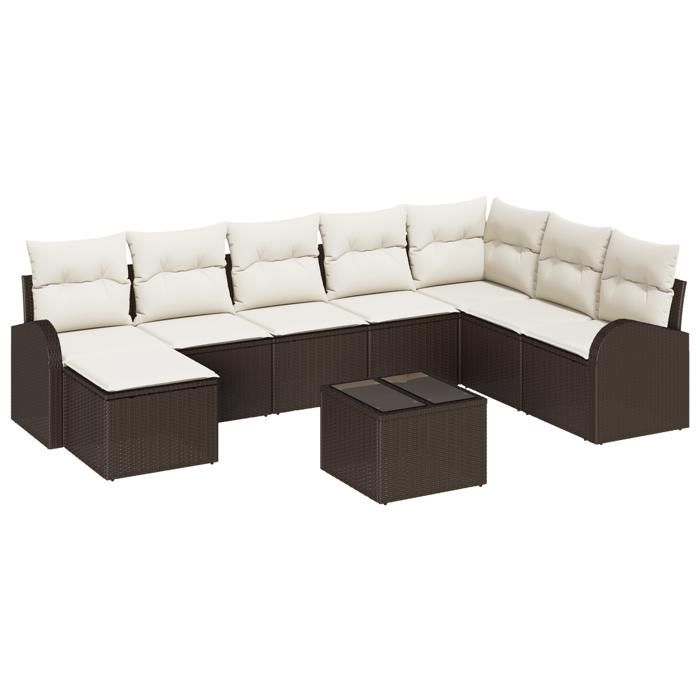 VidaXL Ensemble de Canapés de Jardin 8 Pièces avec Coussins Gris Poly Rattan 3354837