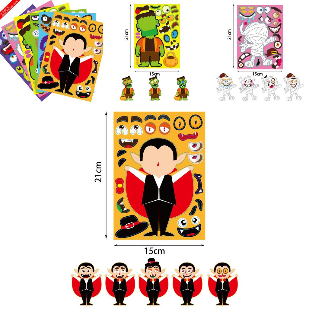 Fun Xh061 Cartoon Pumpkin Stickers For Kids Creative Halloween Decoration Set