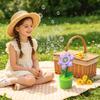 Rechargeable Bubble Machine with Music and Lights Flower Shape Bubble Blower Toy for Outdoor Use Kids Entertainment and Party Decoration