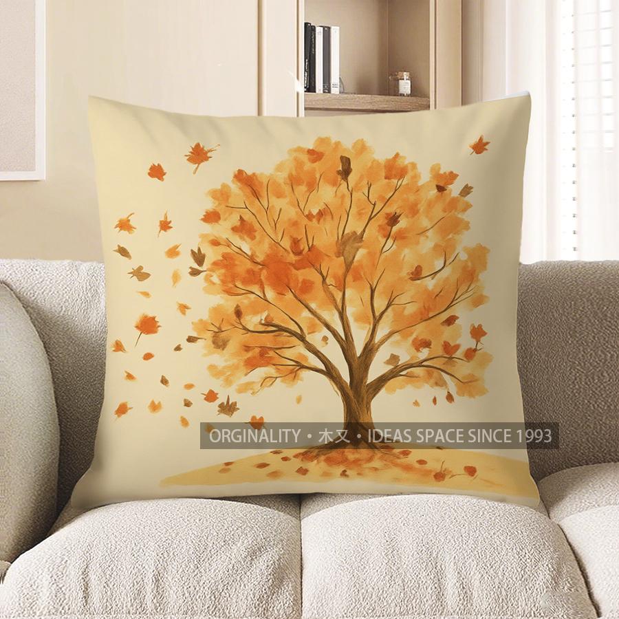 Home Decor Squirrel With Autumn Leaves Decorative Pillow Pattern Cushion Cover Suitable For Sofa Bedroom Car Pillow Cover