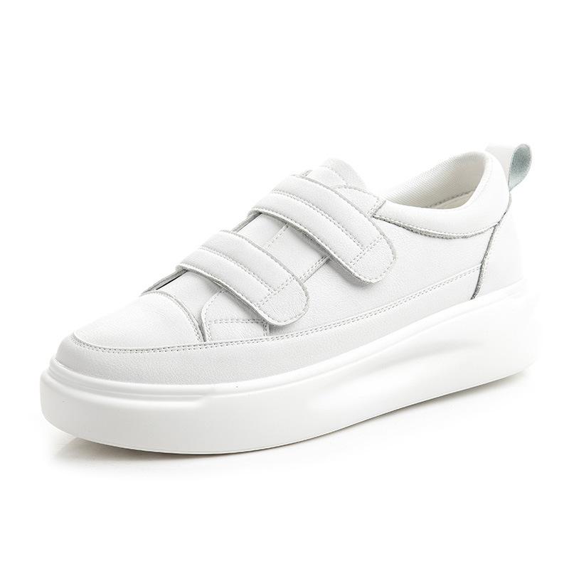 Little white shoes women's spring 2025 new versatile platform shoes women's genuine leather women's shoes Velcro casual flat single shoes women