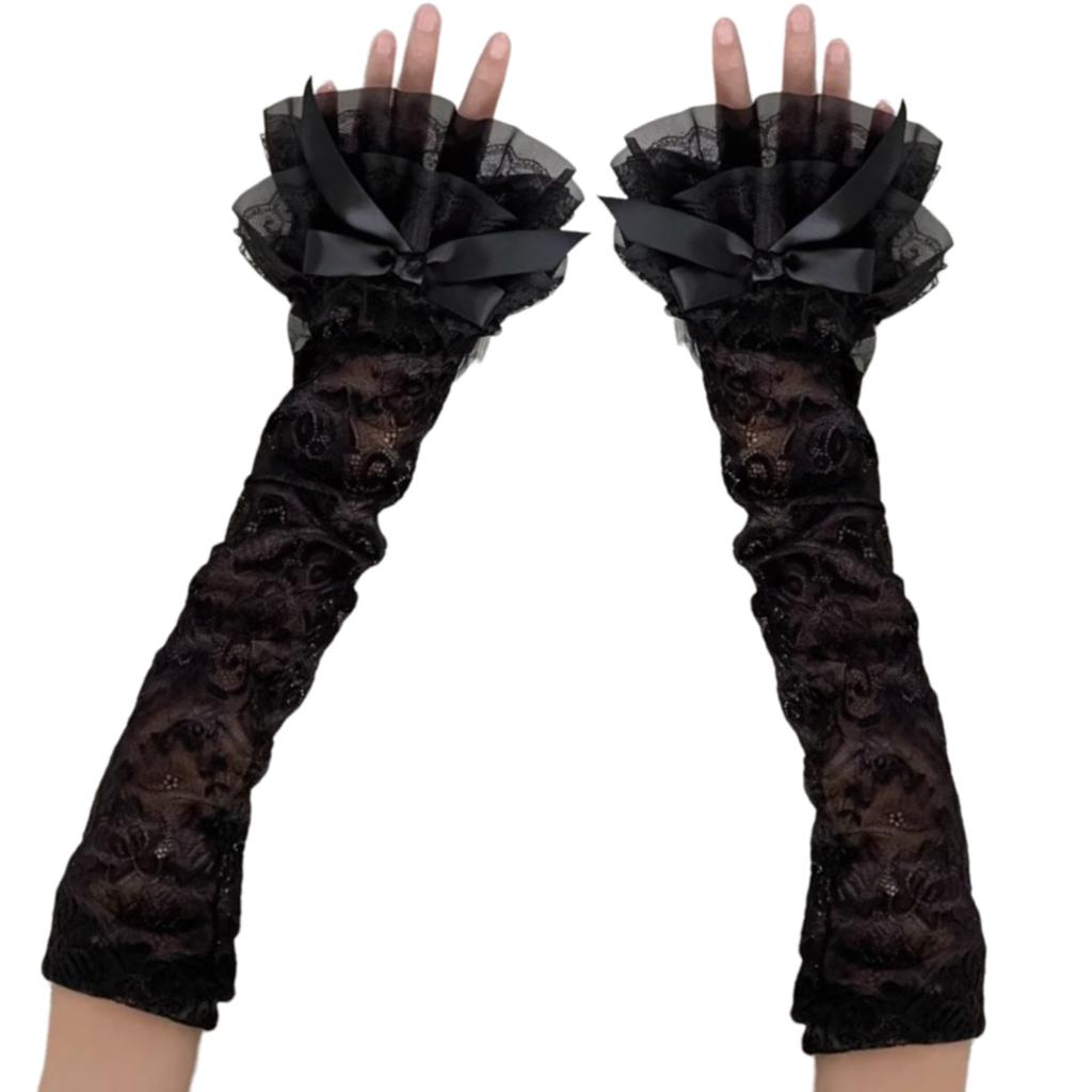 Punk Fingerless Gloves Lace Wrist Gloves Bride Wrist Warmer Gloves for Halloween Masquerades Proms Gloves