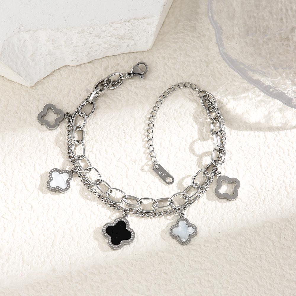 Colorfast Korean-Japanese Titanium Steel Women's Bracelet - Versatile, Fashionable Hand Jewelry.
