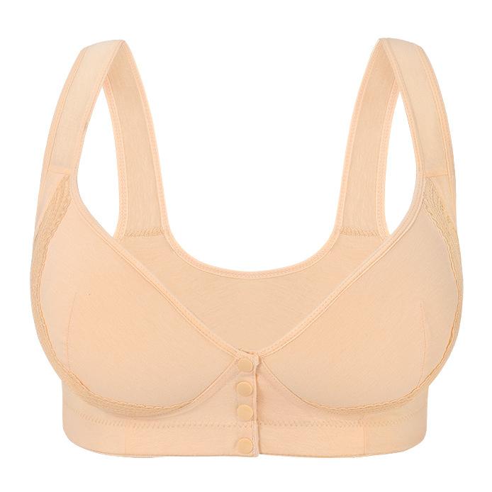 

New fashion front buckle middle-aged and elderly underwear women s lace rimless vest fixed mold cup large size bra 36/80B