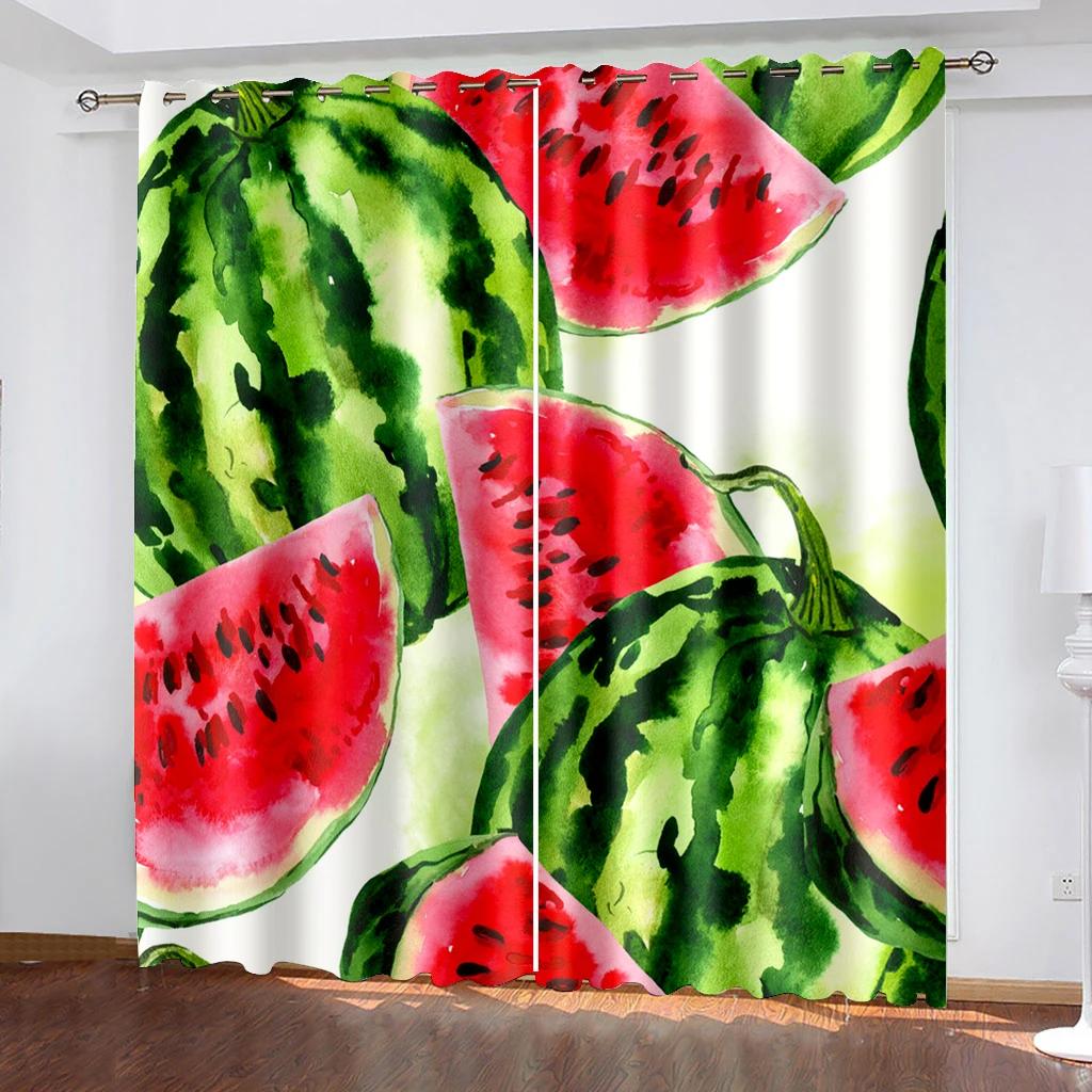 Aquarell Eis am Stiel Frucht Künstlerischer Verdunkelungsvorhang für Schlafzimmer Wohnzimmer Badezimmer Küche Tür Hohe Verdunkelung Heißes Muster