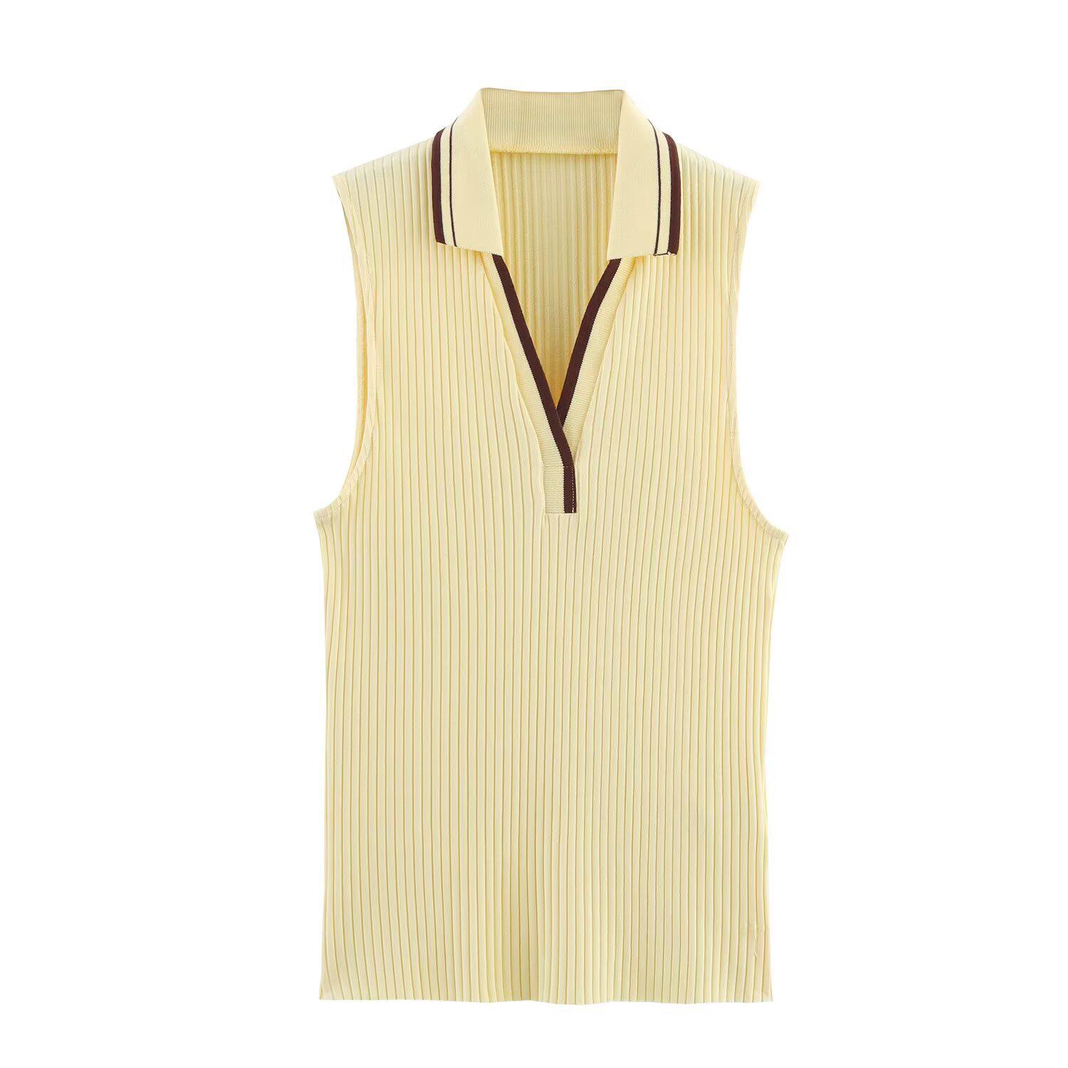 

Весна 2025 Женский Европейский и Американский Рубчатый Топ - Модный, Простой, Универсальный Small