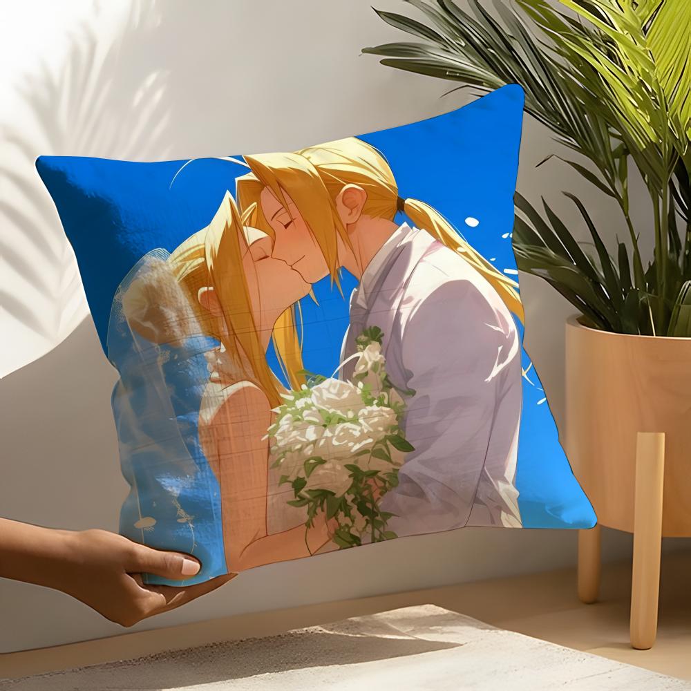 Fafullmetal Alchemist Brotherhood Pillow Case Linen Cushion Covers For Decorative Sofa Home Pillows Case Car Chair Pillows Cases