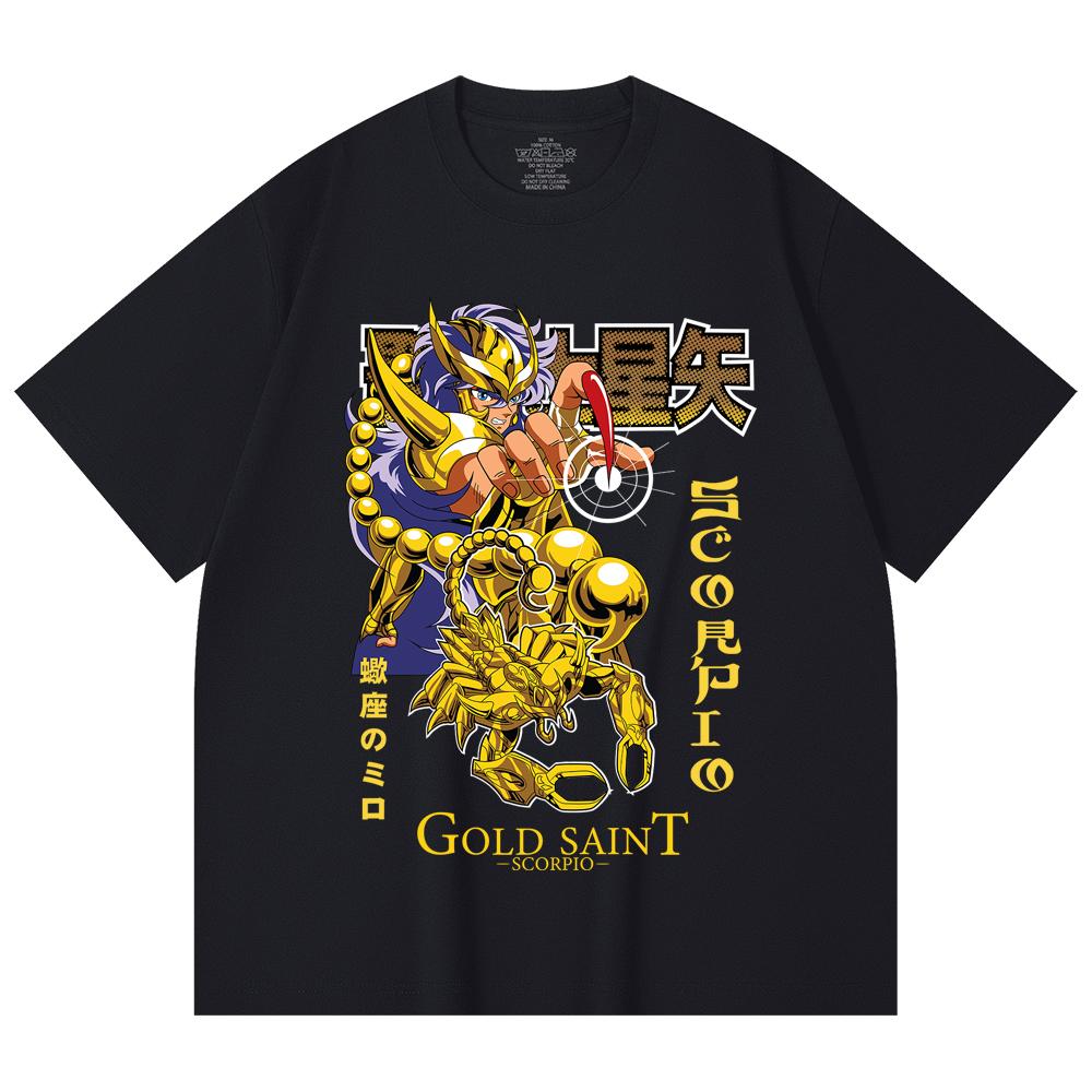 230 Gsm 100% Cotton Saint Seiya V24 Scorpio Print Unisex Heavy Cotton T Shirt