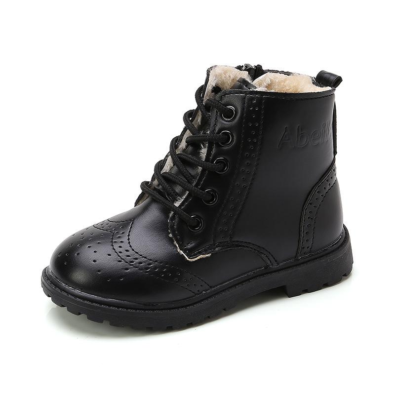 Boys shoes boots autumn and winter new children's leather shoes soft-soled girls Martin boots non-slip middle and older children's short boots