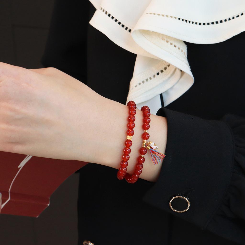 Natural Agate Bracelet Female Pony Pendant Non-fading Bracelet Jewelryfashion Women Daily Jewelry Gift