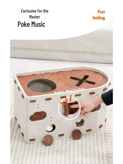 Felt Cat Bed & Scratcher with Integrated Kitten Toy, Double-Layer Design