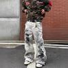 Unisex Amerikanischer Street Style Used Stern Element Jeans - Gewaschen, Trendy und Vielseitig Lockere Lange Hose