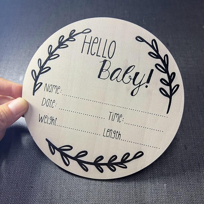 

Деревянный информационный знак для новорожденного ребенка HELLO WORLD Цветочный дизайн Подарок на празднование рождения ребенка Объявление о беременности