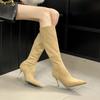 Autumn and winter new pointed thin heel high heel temperament French fashion sexy beautiful women net boots