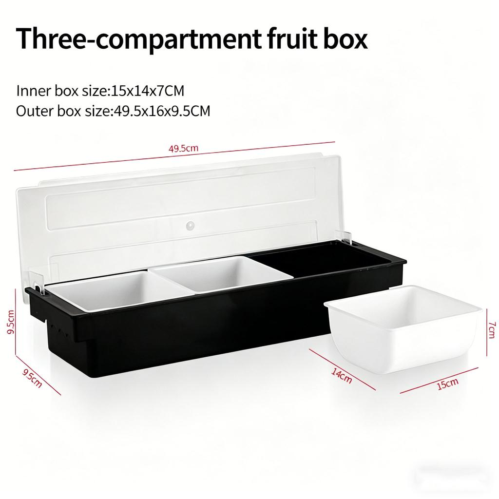 6-Compartment Cold Insulated Condiment Tray with Lid Removable Food Storage Containers Chilled Garnish Party Cocktail Garnishes