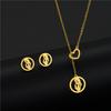 Women's Virgin Mary Necklace Earrings Set Dubai Gold Color Stainless Steel African Indian Wedding Jewelry Sets for Women Girls