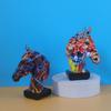 Colorful Graffiti Horse Head Figurine Modern Graffiti Art Animal Statues Home Office Living Room Desktop Wine Cabinet Decoration