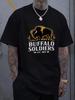 Men'S Black T Shirt with Buffalo Soldiers Graphic - Casual Wear