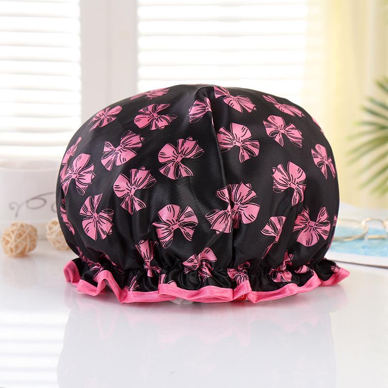 Double-Layer Waterproof Adult Bath & Hair Cap - Makeup, Kitchen, Anti-Oil, Thickened; Customizable Logo