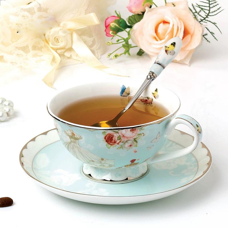 Countryside Ceramic Coffee Cup And Saucer Set Floral Tea Pot Design Afternoon Tea Cup for Party Home Drinking Wedding Gift