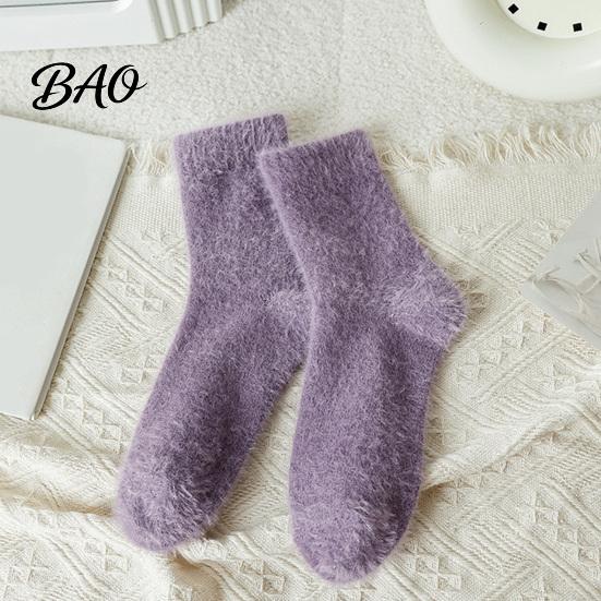 Bequeme Heim-Lounge-Socken, Verdickter Imitationsmink-Samt für Damen, Weiche Plüschsocken, Thermisch, Winter, Atmungsaktiv, Warm, Täglich, Einfarbige