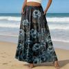 Women's Casual High Waist Drawstring A-line Skirt Color Skirt With Pockets
