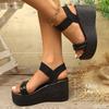 Fashion Fashionable versatile Sandals Female Solid color Wedges fish mouth shoes Elegant minimalist Comfortable women shoes 2025 Summer