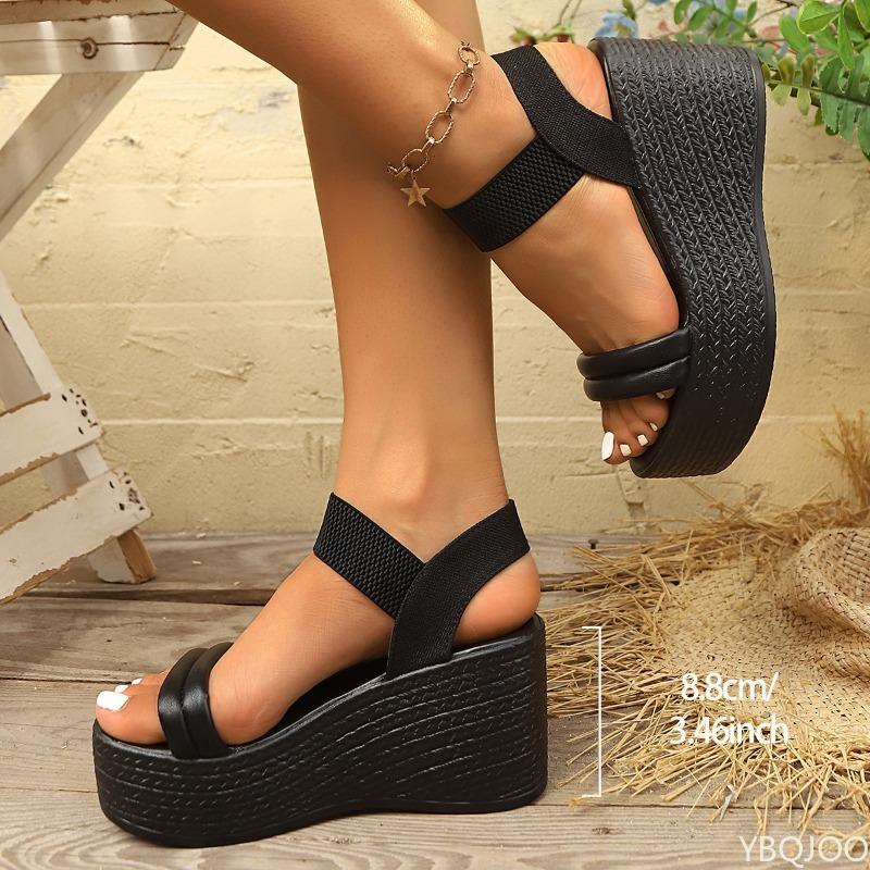 Fashion Fashionable versatile Sandals Female Solid color Wedges fish mouth shoes Elegant minimalist Comfortable women shoes 2025 Summer