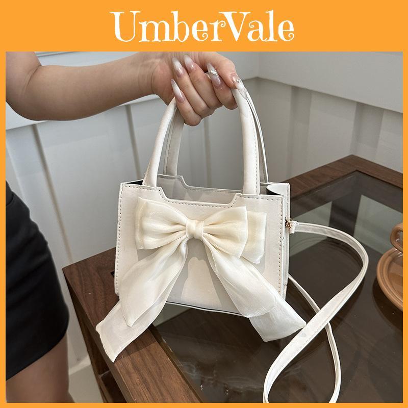 Butterfly Bow Small Shoulder Bag Pu Material With Zipper Closure For Daily Use