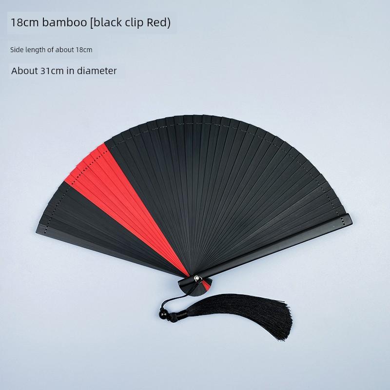 Cut Out 5-Inch Chinese Style Chinese Ancient Style Red and Black Folding Fan