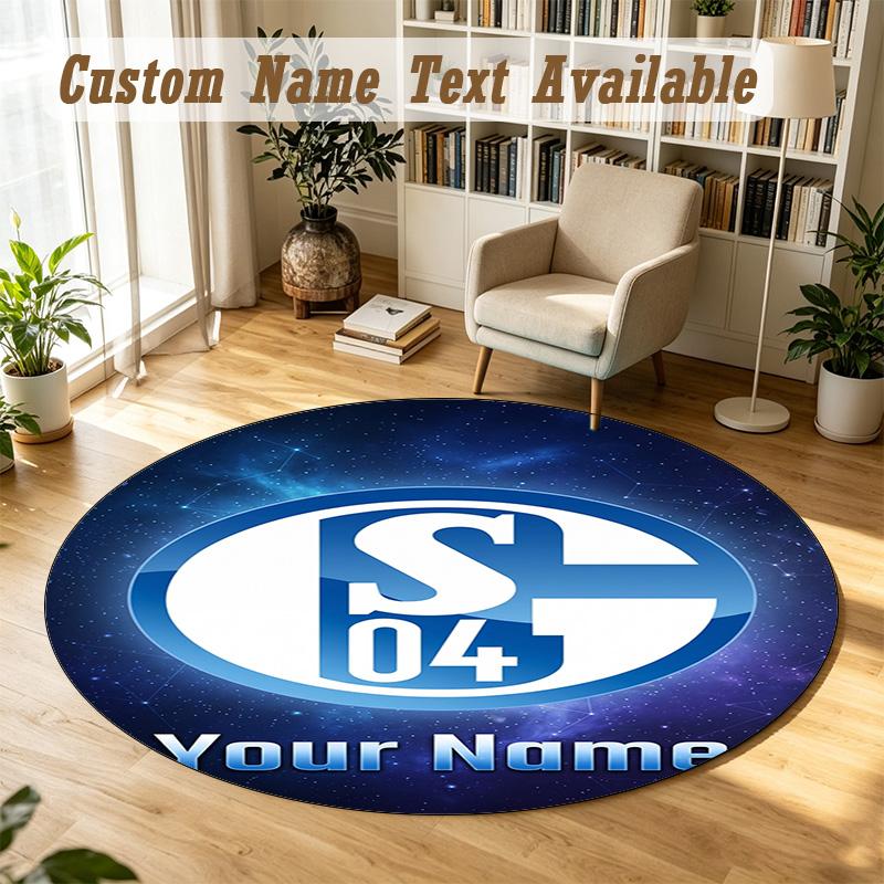 Round Rug Custom NameSchalke 04 FC Pattern Non Slip Carpet Home Floor Decor