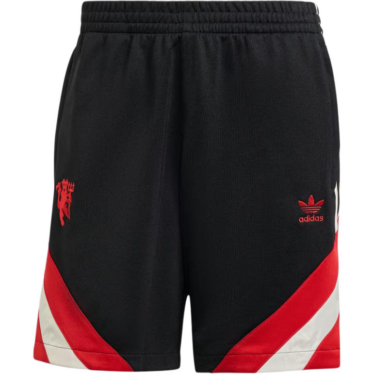 Adidas Originals Manchester Pattern Striped Printed Comfortable Badge Lace-Up Casual Shorts Men Shorts Black IS6523