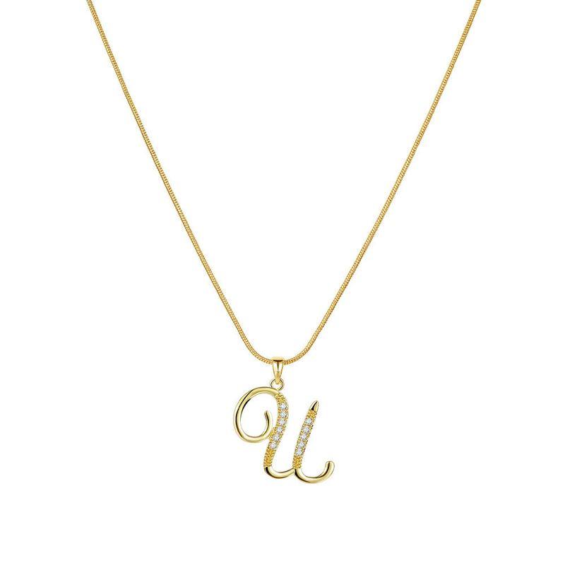 Europe and America Cross Border 26 Letters Copper Inlaid Zircon Snake Chain Necklace Letter Gold Pendant Creative Minimalist Letters