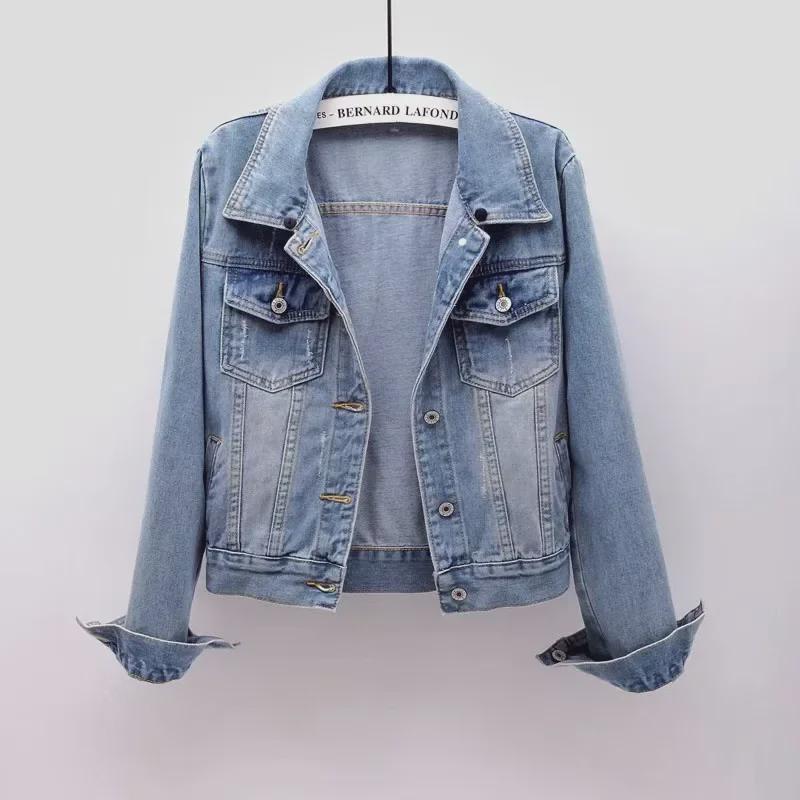 2024 Women's Slim Hooded Denim Jacket - Japanese & Korean Style, Long-Sleeved Short Spring & Autumn Coat