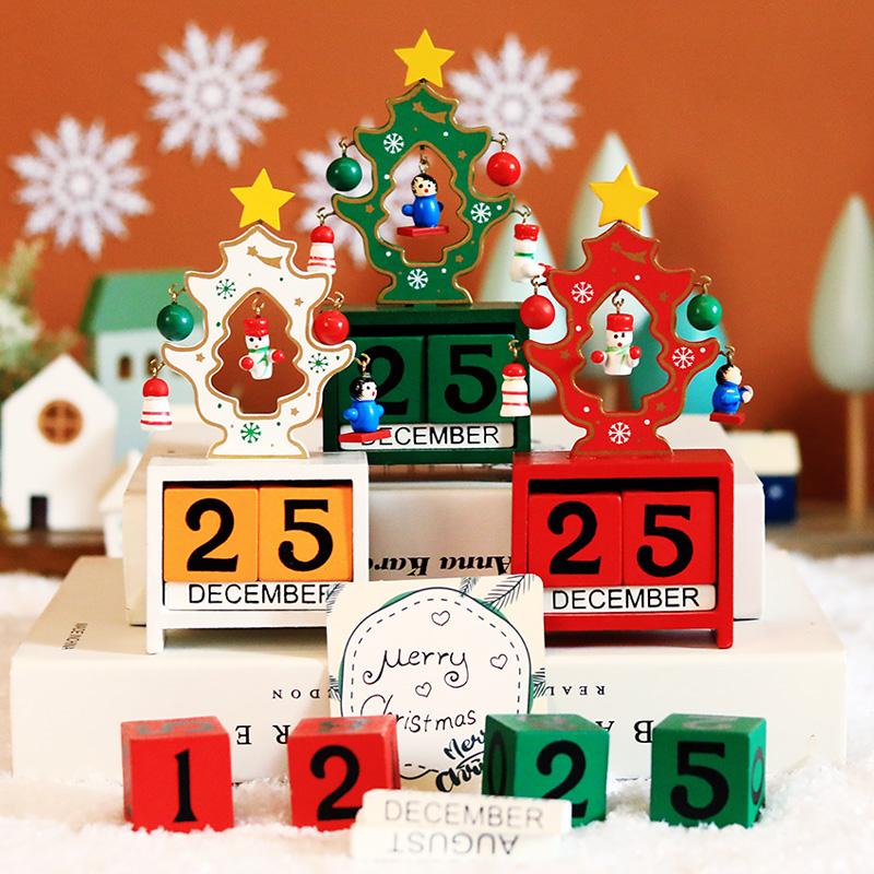 Wooden Christmas Tree Calendar Christmas Party Children's Gift Countdown Christmas Eve Gift Wooden Desktop Calendar Ornament