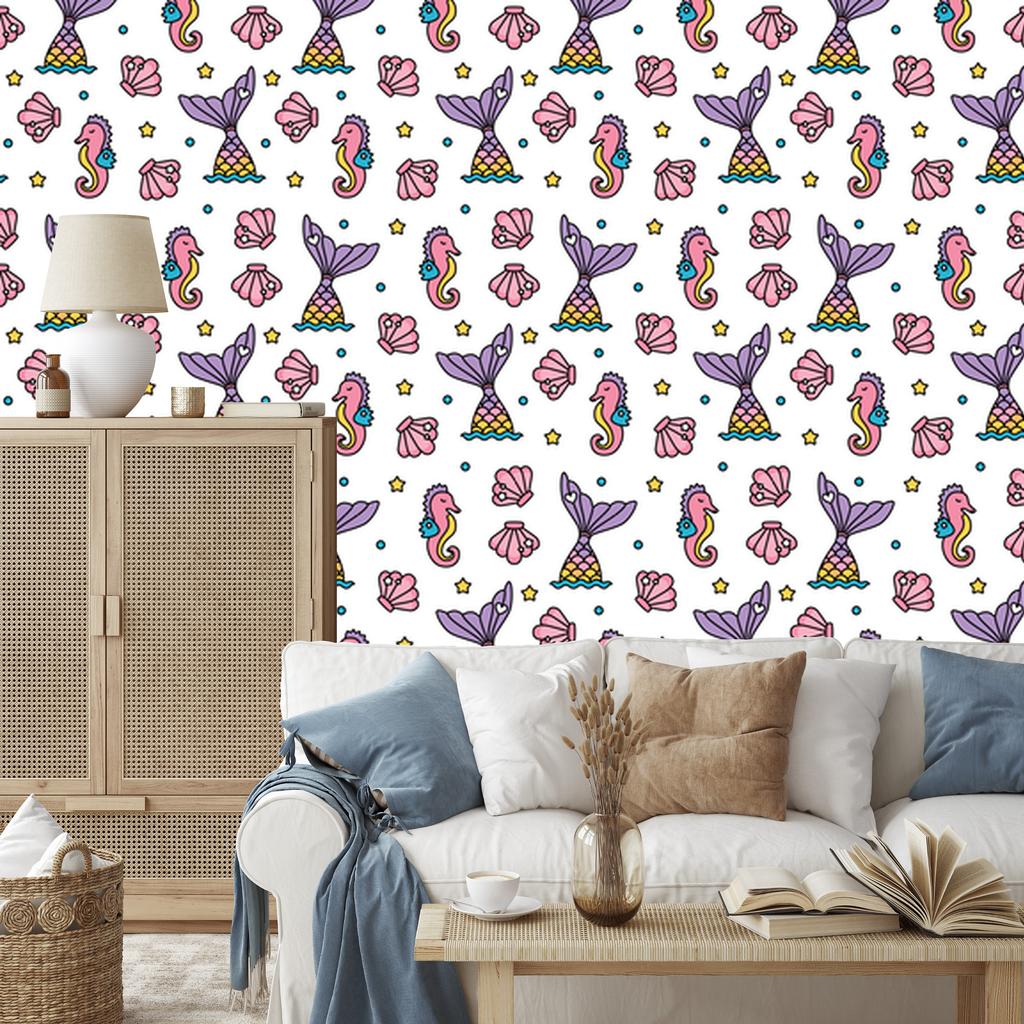 Mermaids and stars wallpaper for living room and bedroom 50x1000