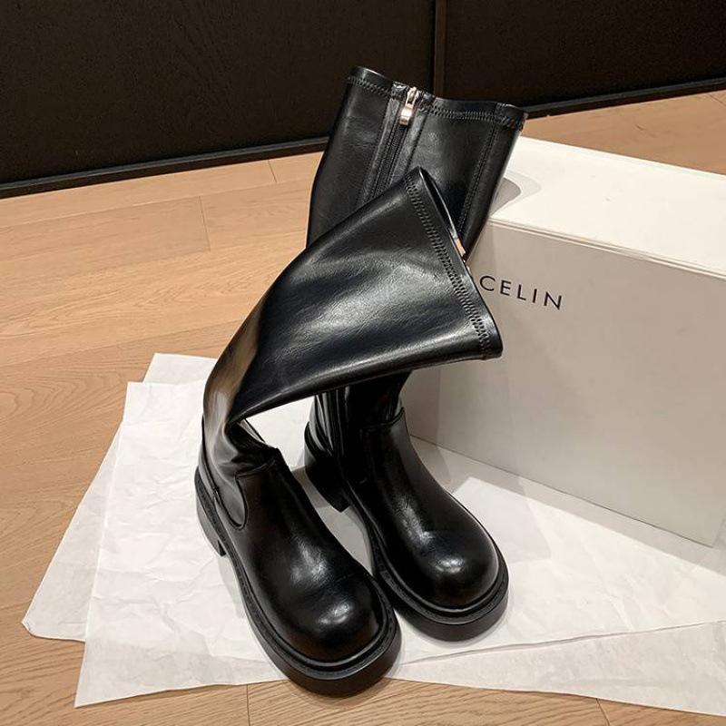 

Осенне-зимние женские кожаные ботинки Мартин однотонные на толстой подошве нескользящие универсальные кожаные ботинки новая воловья кожа круглый носок высокие ботинки женские 40 чёрный