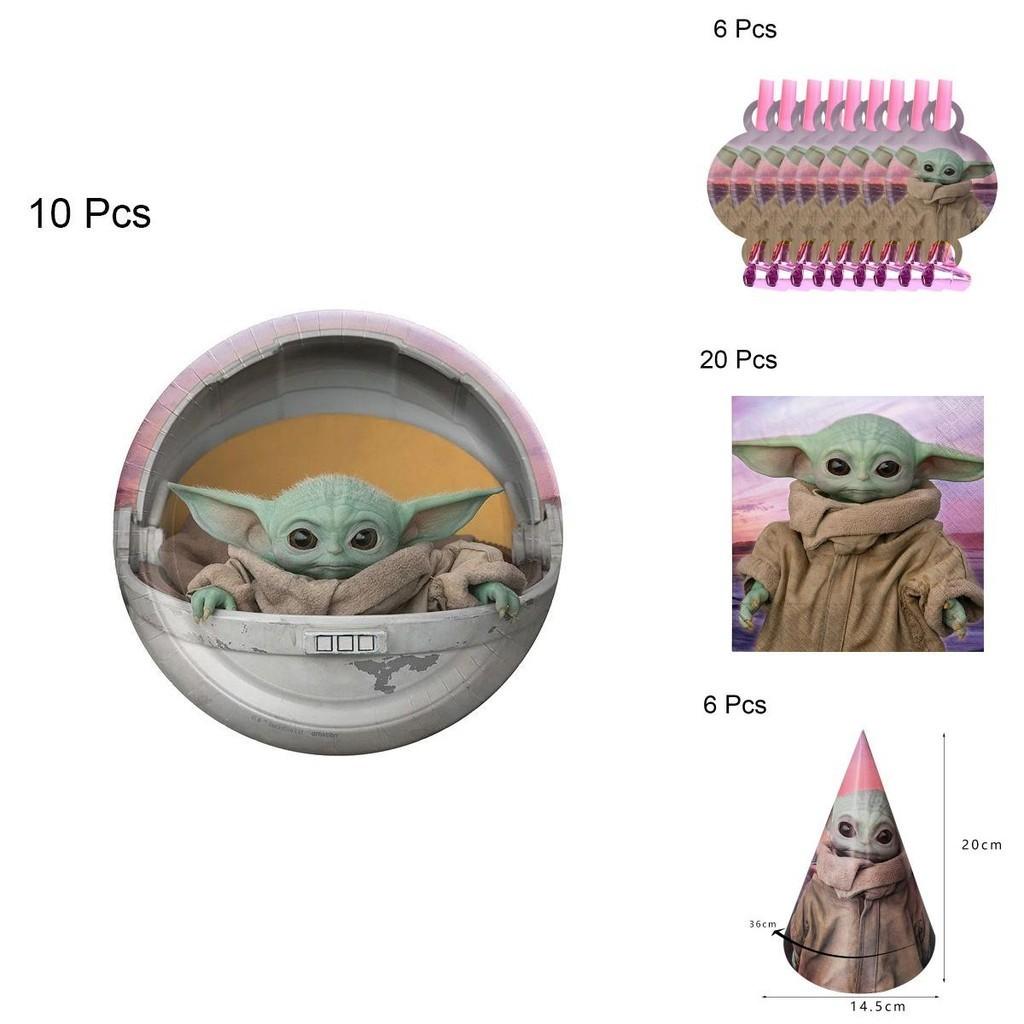 Yoda Kids Theme Birthday Party Decor Supply With Plates Cups Banner Balloons**