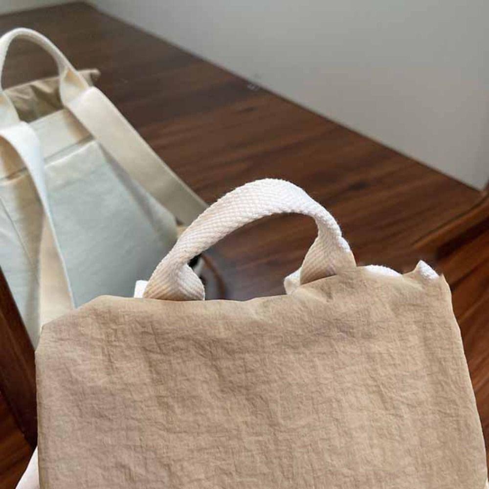 Nylon Students School Bag Solid Color Shoulder Bag Gift Drawstring Backpack Travel