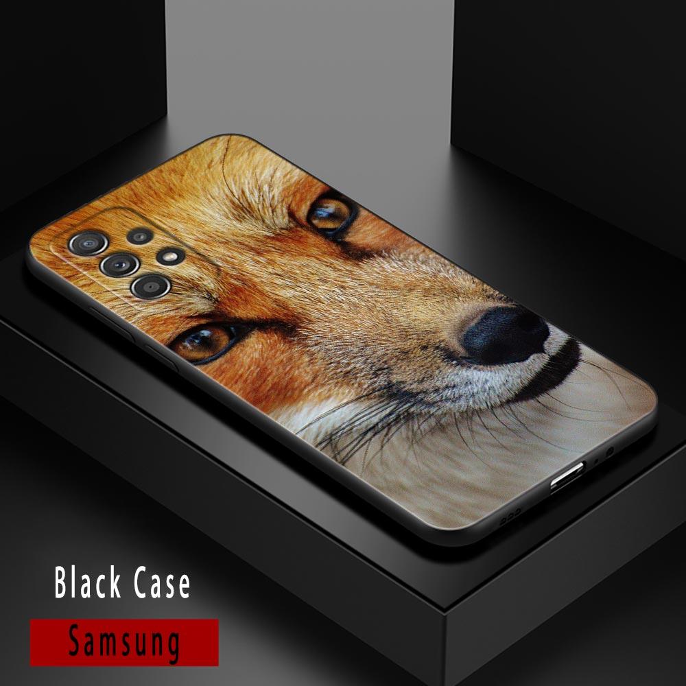 Cute Fox Animal Cases For Samsung Galaxy A52 5G Funda A13 A54 A52s A53 A72 A73 A33 A23 A32 A51 A71 Soft TPU Silicone Black Cover