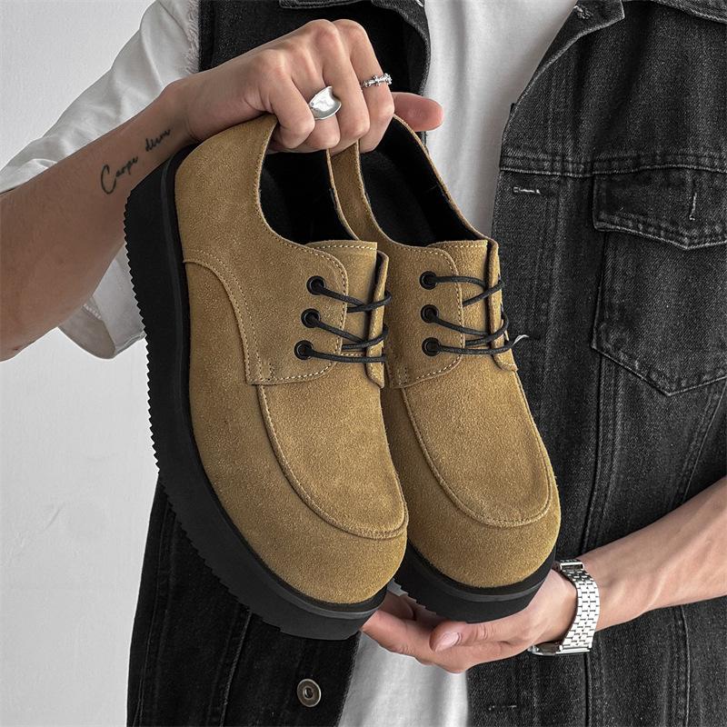 

Spring and summer new fashion versatile leather shoes men s dress leather shoes casual and comfortable solid color trend leather shoes 1579-J 46 хаки