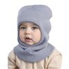 Solid Color Kids Integrated Scarf Cap Warm Baby Balaclava Hat Baby Hooded Beanie  Severe Weather