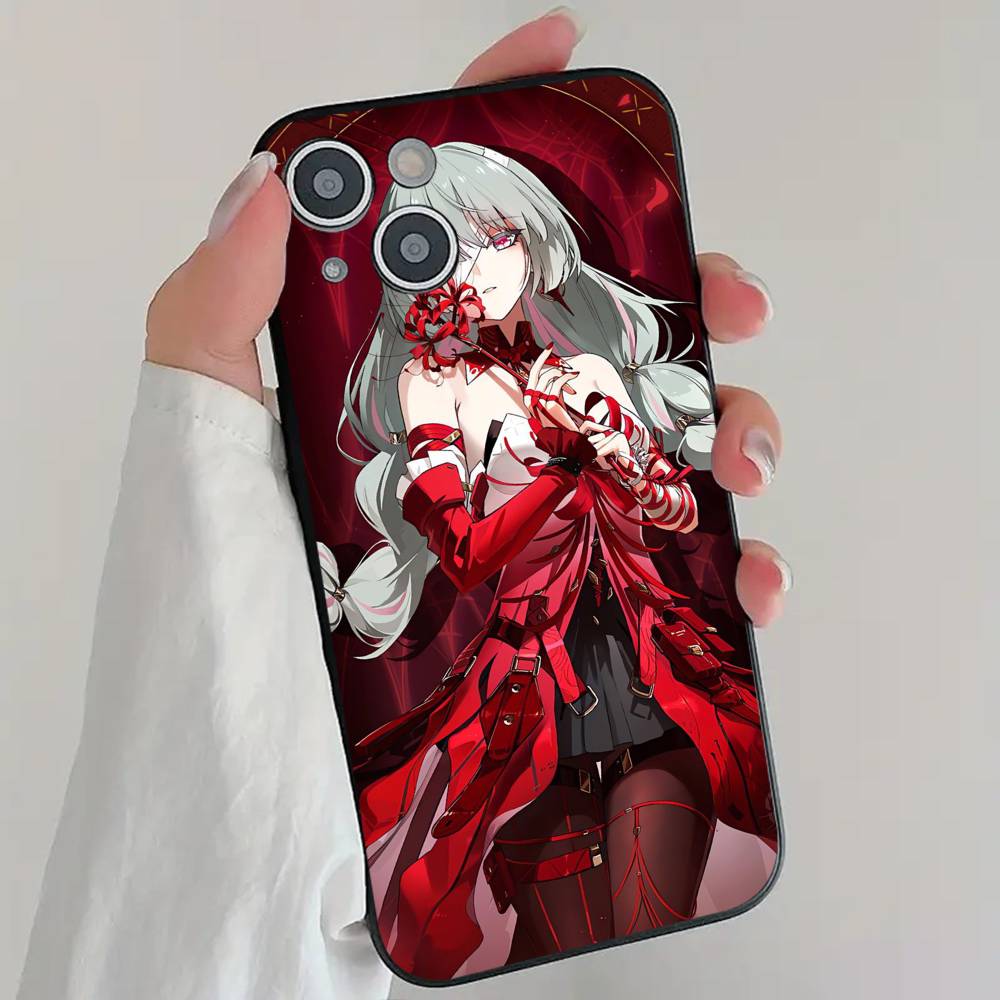 Anime Game W-Wuthering W-Waves Phone Case Cool Black Silicone Soft For IPhone 16 15 14 13 12 11 X XR Plus Pro Max Plus