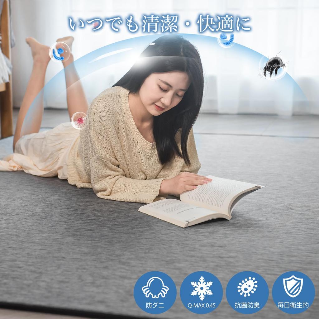 CHOSHOME Summer Memory Cool tatami Cool Thickness Summer Energy Saving Dark Gray Rug, Carpet, Foam, Touch, 1.5 mats, Q-MAX0.45, Summer, 12mm, Rug,