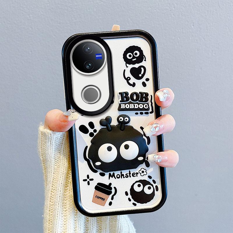 KEYSION Shockproof Case for VIVO V50 5G with Lanyard Soft Silicone Cute 3D Cartoon Doll Phone Back Cover for VIVO V50