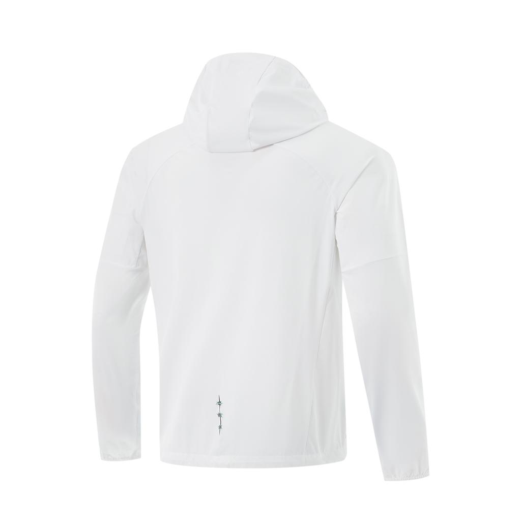 Li Ning Running Series Fashion Comfortable Breathable Simple Slim Fit Zip Hooded Sports Windbreaker Men Outerwear White AFDU973-4